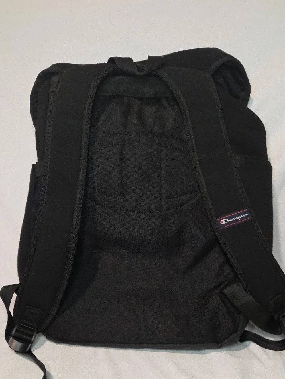 Champion Black Backpack with Red & White Logo Accent